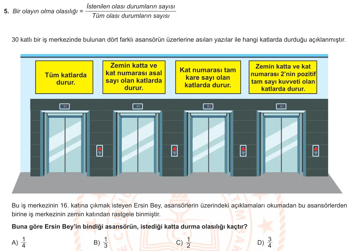 LGS Örnek Soruları Ocak 2020 Sayısal Matematik 5. Soru görseli