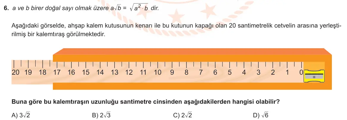 LGS Örnek Soruları Ocak 2020 Sayısal Matematik 6. Soru görseli