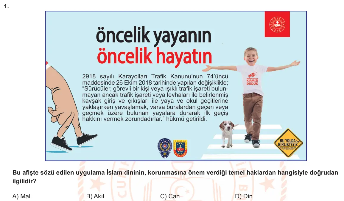 LGS Örnek Soruları Ocak 2020 Sözel Din Kültürü ve Ahlak Bilgisi 1. Soru görseli
