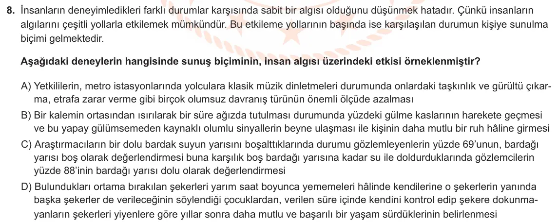 LGS Örnek Soruları Ocak 2020 Sözel Türkçe 8. Soru görseli