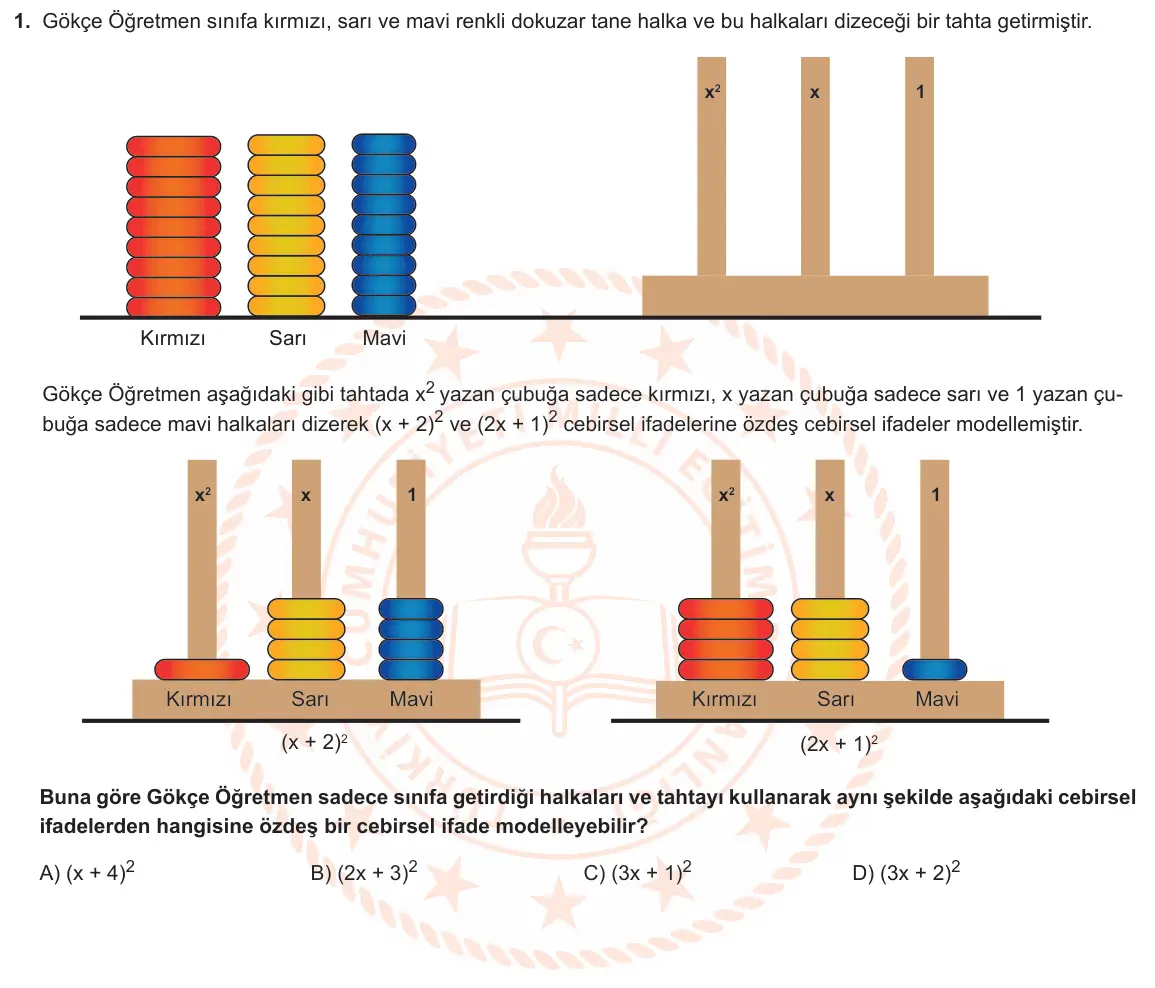LGS Örnek Soruları Şubat 2020 Sayısal Matematik 1. Soru görseli