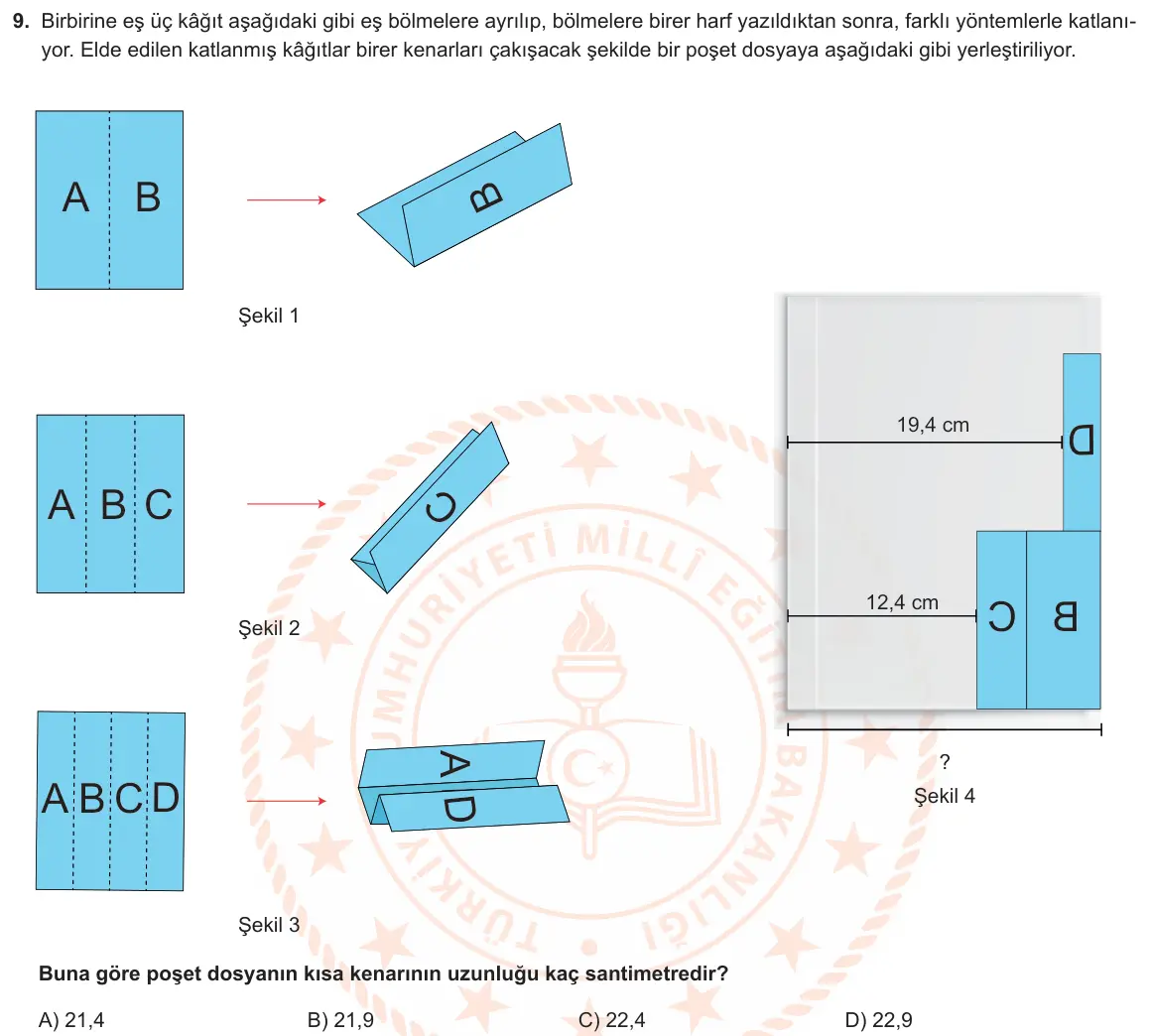 LGS Örnek Soruları Şubat 2020 Sayısal Matematik 9. Soru görseli