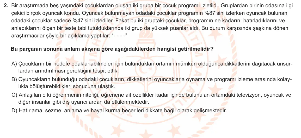 LGS Örnek Soruları Şubat 2020 Sözel Türkçe 2. Soru görseli