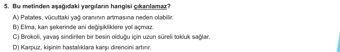 LGS Örnek Soruları Şubat 2020 Sözel Türkçe 5. Soru görseli
