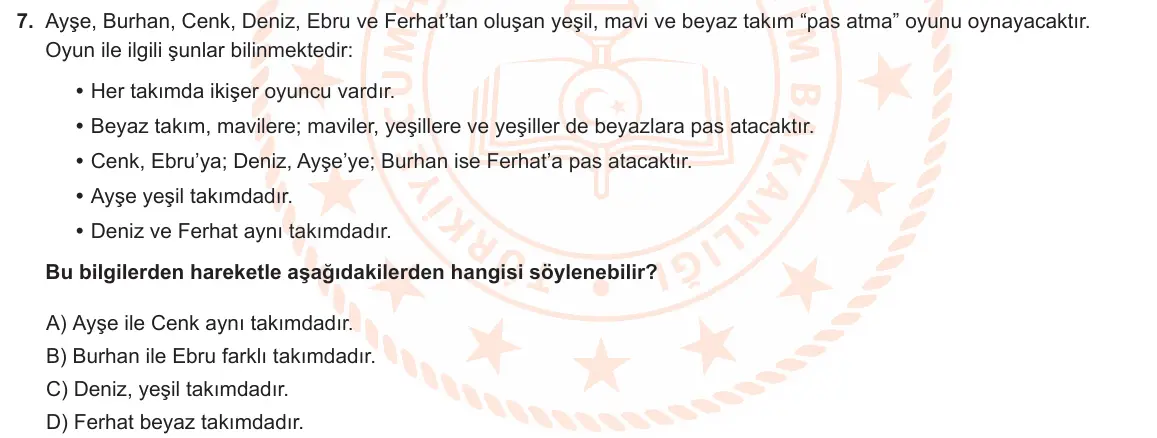 LGS Örnek Soruları Şubat 2020 Sözel Türkçe 7. Soru görseli