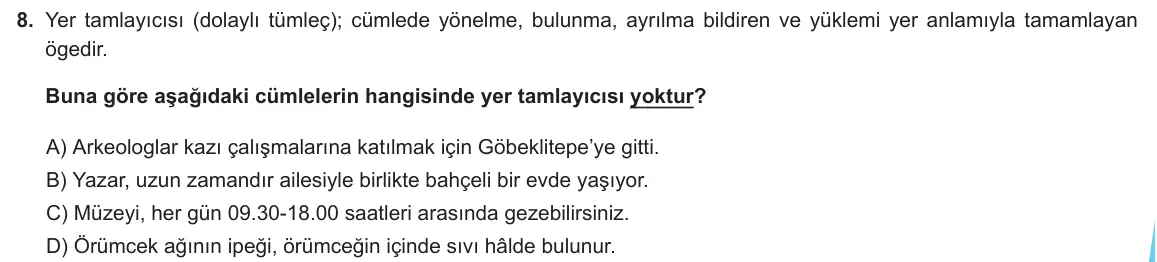 LGS Örnek Soruları Şubat 2020 Sözel Türkçe 8. Soru görseli