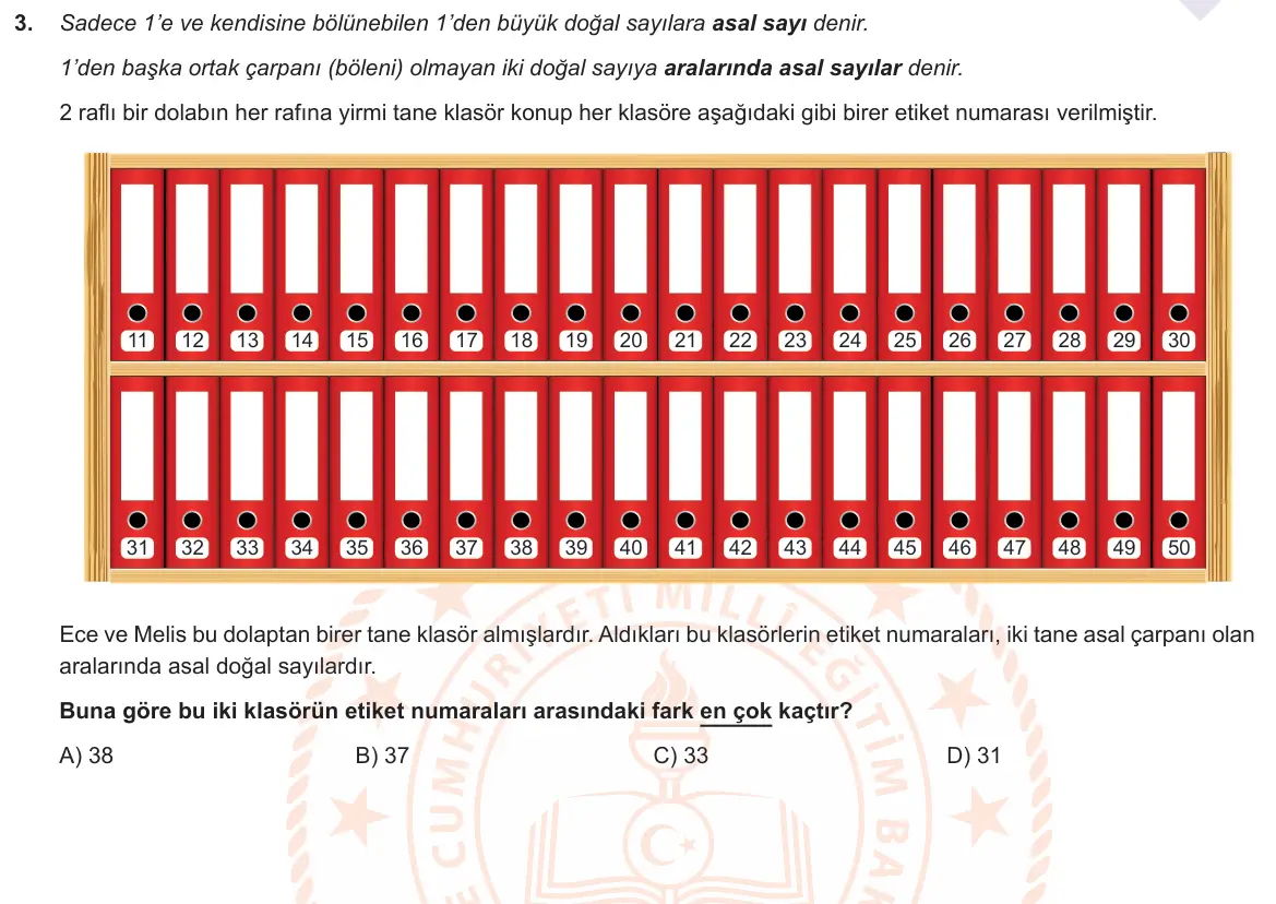 LGS Örnek Soruları Aralık 2020 Sayısal Matematik 3. Soru görseli