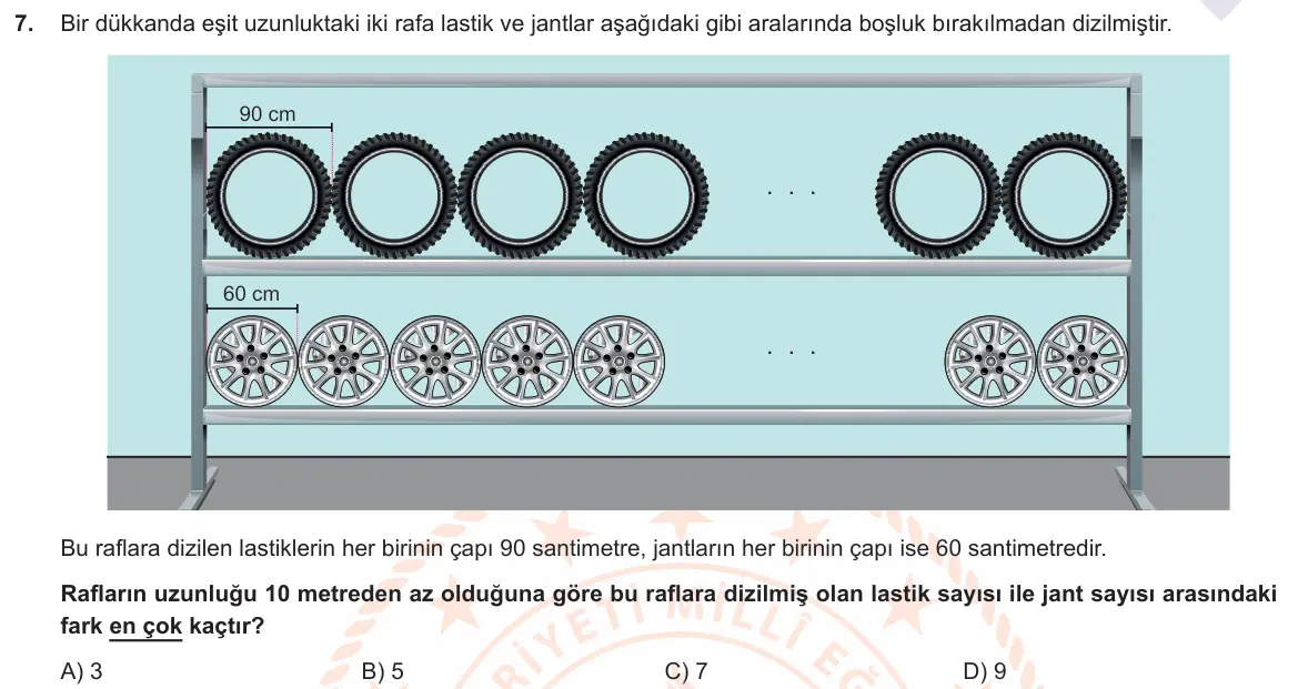 LGS Örnek Soruları Aralık 2020 Sayısal Matematik 7. Soru görseli
