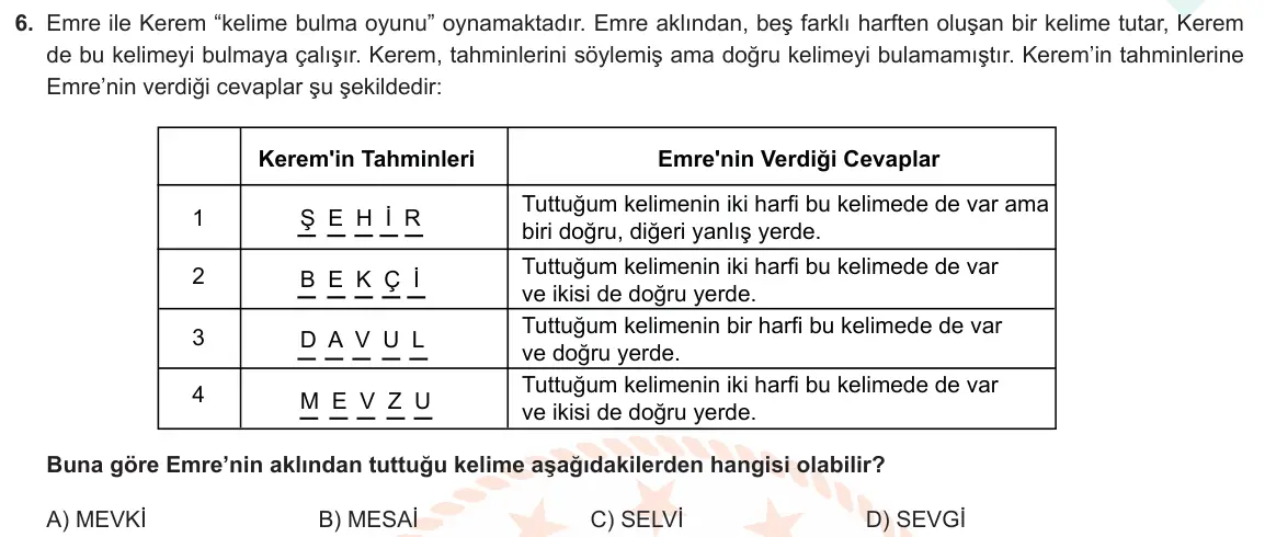 LGS Örnek Soruları Aralık 2020 Sözel Türkçe 6. Soru görseli