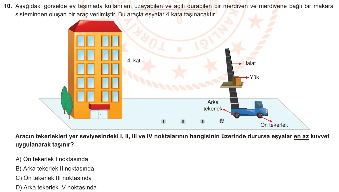 LGS Örnek Soruları Mart 2021 Sayısal Fen Bilimleri 10. Soru görseli
