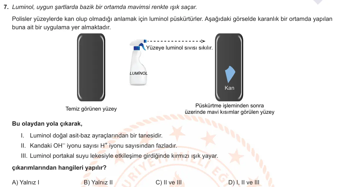 LGS Örnek Soruları Mart 2021 Sayısal Fen Bilimleri 7. Soru görseli