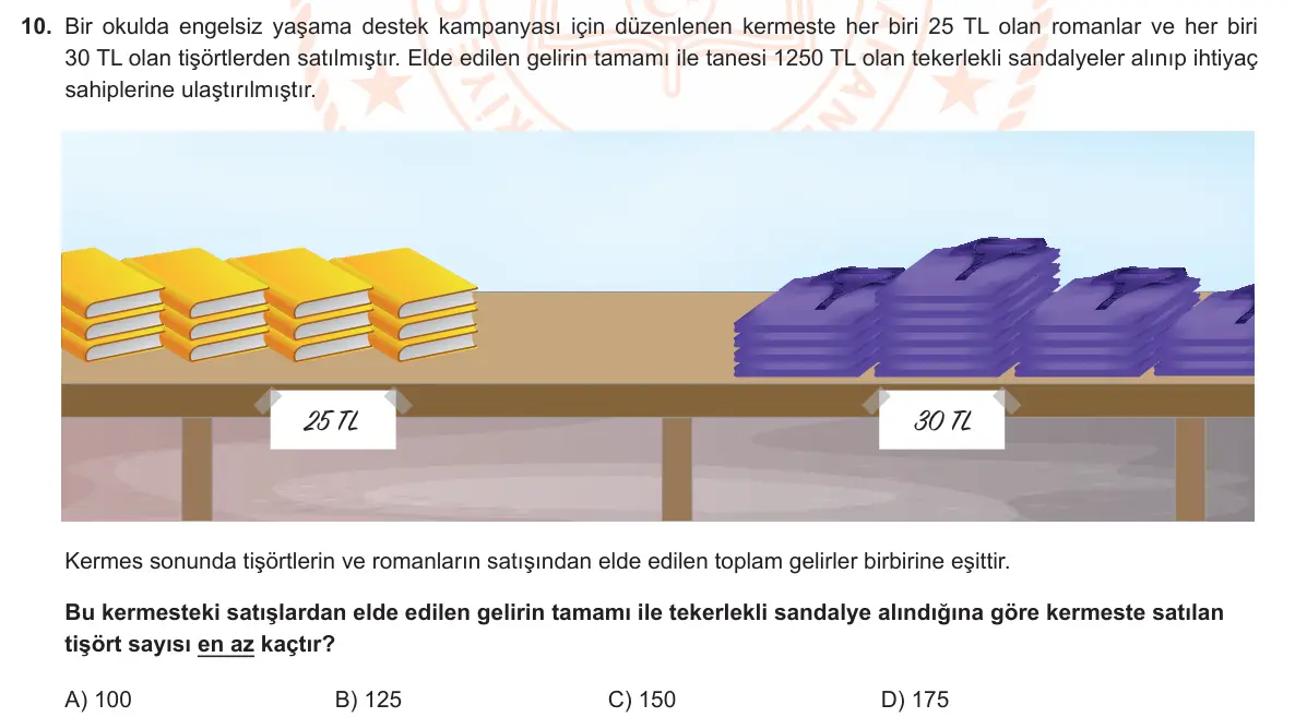 LGS Örnek Soruları Mart 2021 Sayısal Matematik 10. Soru görseli