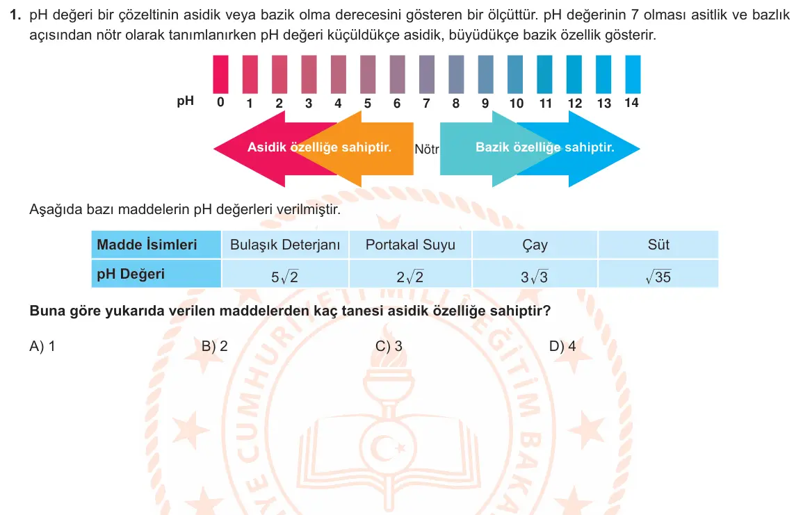 LGS Örnek Soruları Mart 2021 Sayısal Matematik 1. Soru görseli