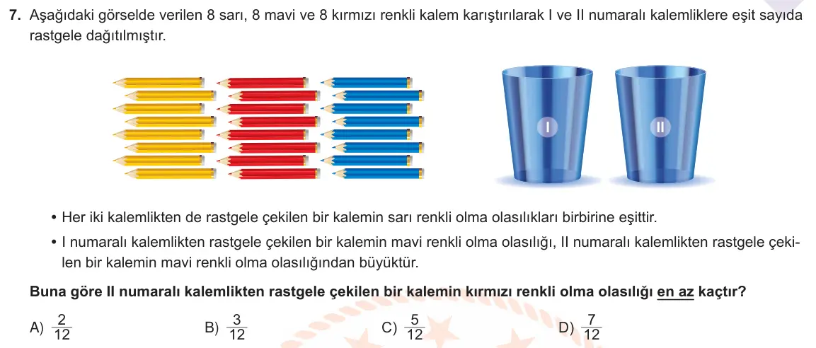 LGS Örnek Soruları Mart 2021 Sayısal Matematik 7. Soru görseli