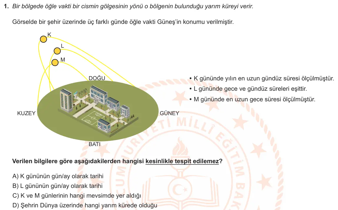 LGS Örnek Soruları Mayıs 2021 Sayısal Fen Bilimleri 1. Soru görseli
