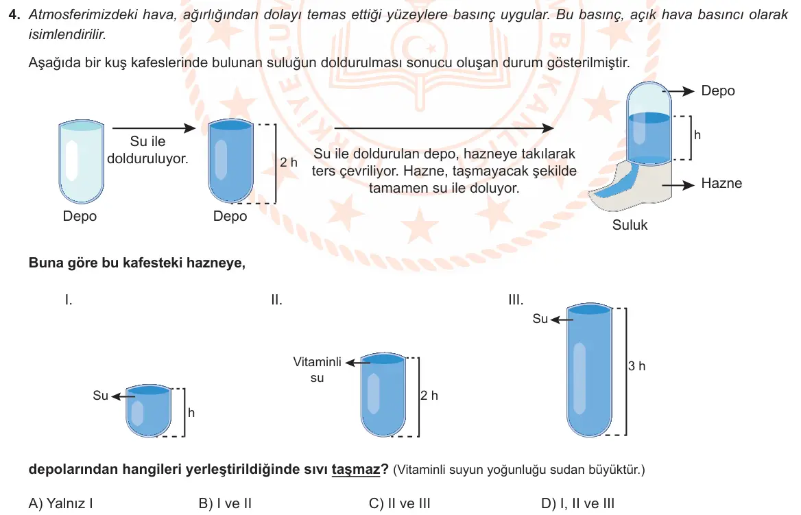 LGS Örnek Soruları Mayıs 2021 Sayısal Fen Bilimleri 4. Soru görseli