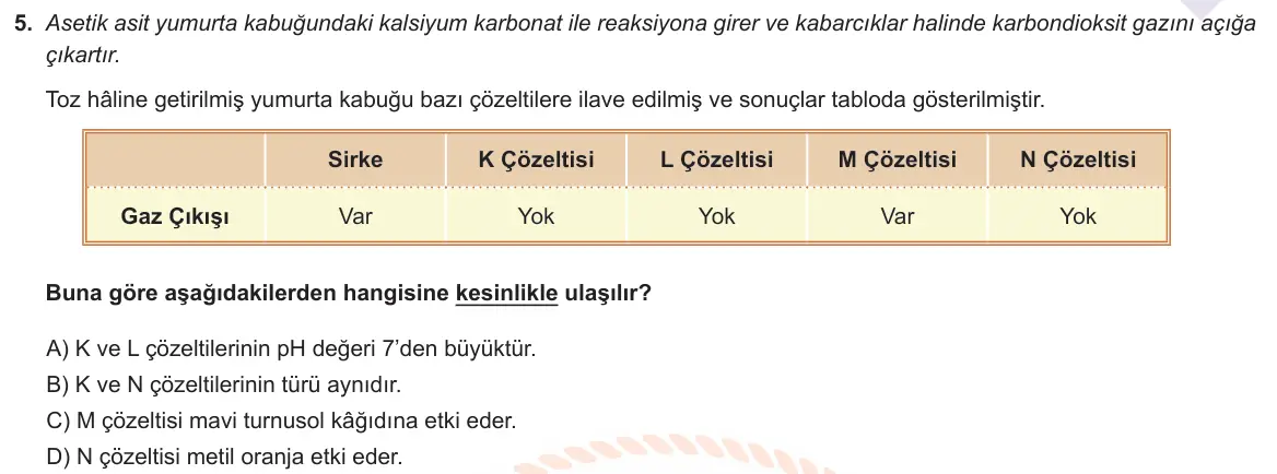 LGS Örnek Soruları Mayıs 2021 Sayısal Fen Bilimleri 5. Soru görseli