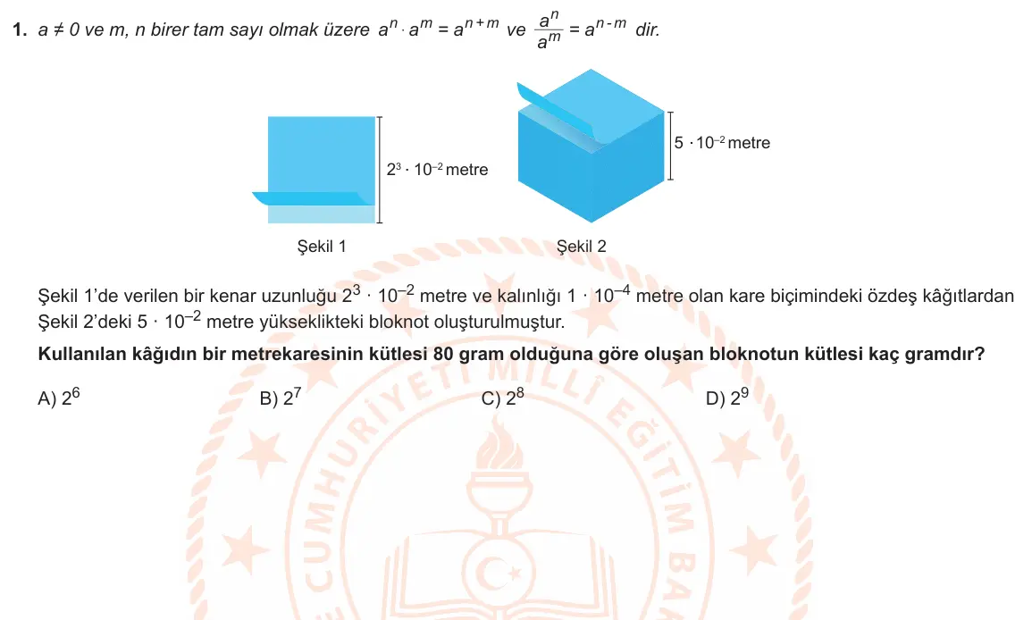 LGS Örnek Soruları Mayıs 2021 Sayısal Matematik 1. Soru görseli