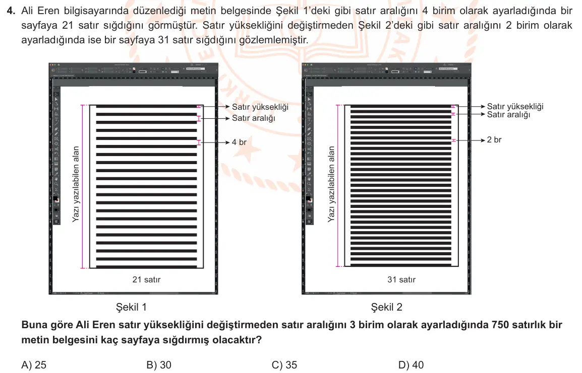 LGS Örnek Soruları Mayıs 2021 Sayısal Matematik 4. Soru görseli