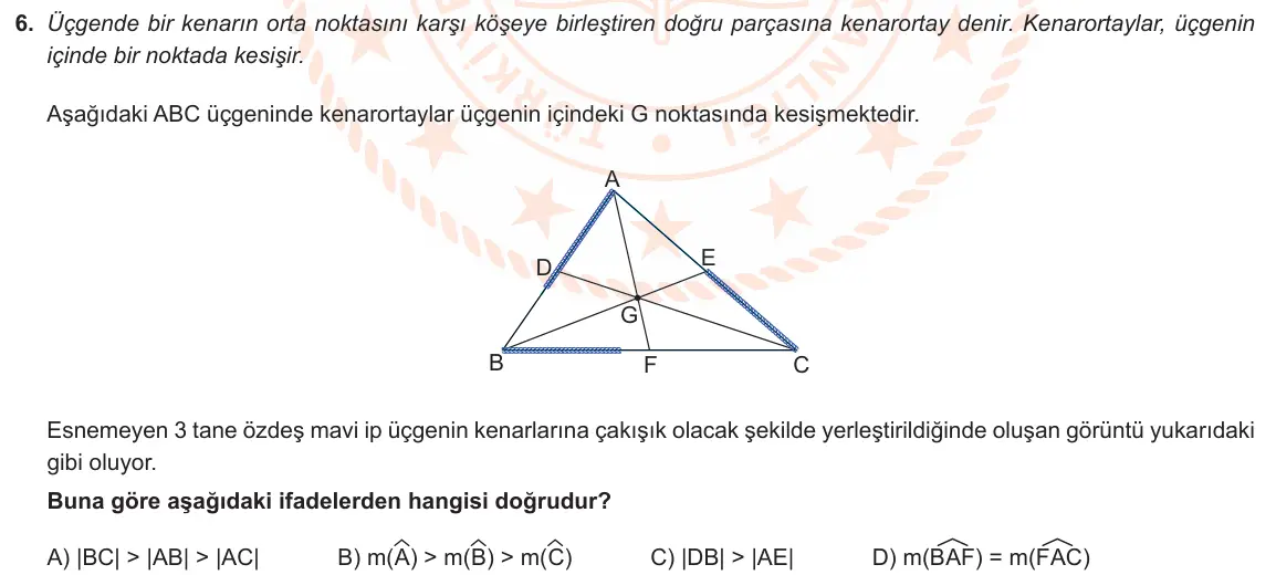 LGS Örnek Soruları Mayıs 2021 Sayısal Matematik 6. Soru görseli