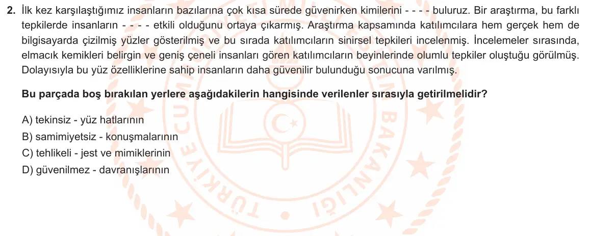 LGS Örnek Soruları Mayıs 2021 Sözel Türkçe 2. Soru görseli