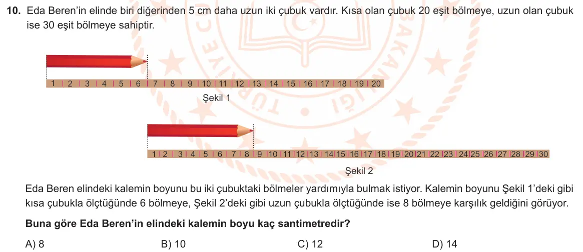 LGS Örnek Soruları Nisan 2021 Sayısal Matematik 10. Soru görseli