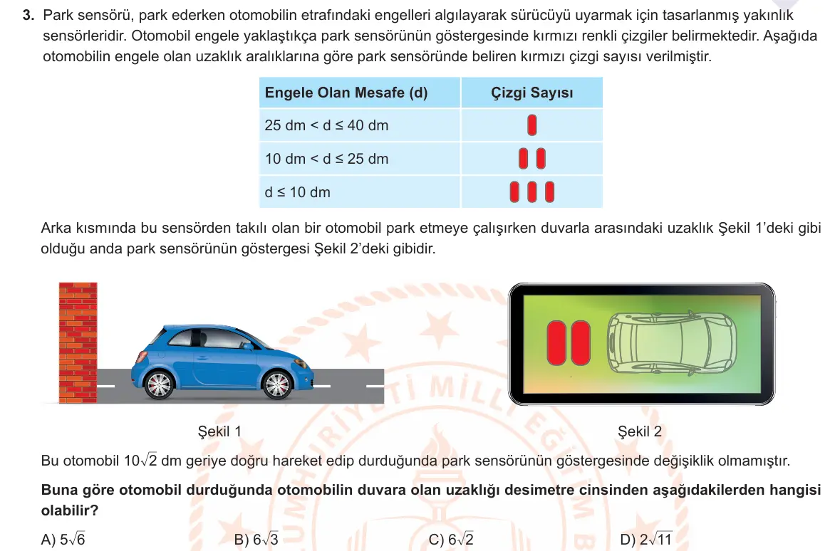 LGS Örnek Soruları Nisan 2021 Sayısal Matematik 3. Soru görseli