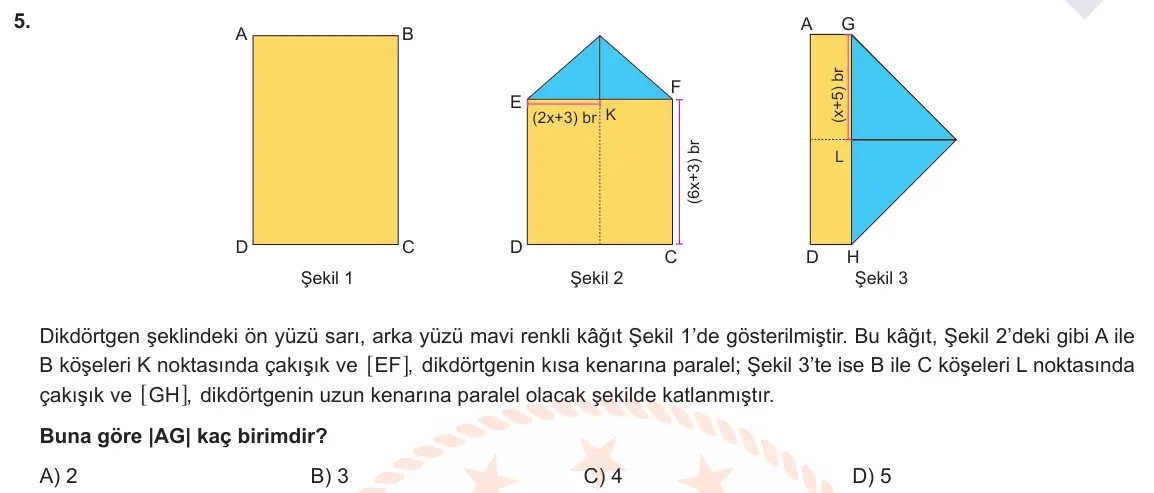 LGS Örnek Soruları Nisan 2021 Sayısal Matematik 5. Soru görseli