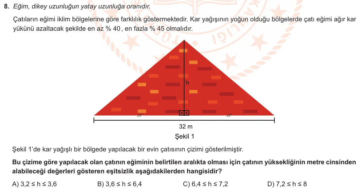 LGS Örnek Soruları Nisan 2021 Sayısal Matematik 8. Soru görseli