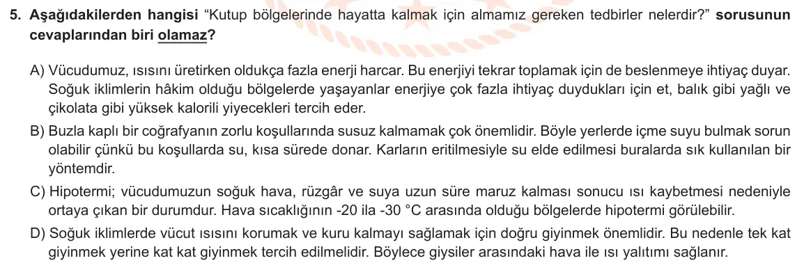 LGS Örnek Soruları Nisan 2021 Sözel Türkçe 5. Soru görseli