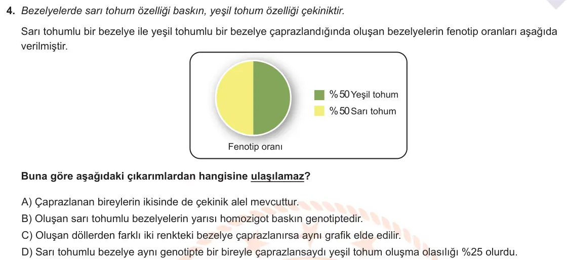 LGS Örnek Soruları Ocak 2021 Sayısal Fen Bilimleri 4. Soru görseli