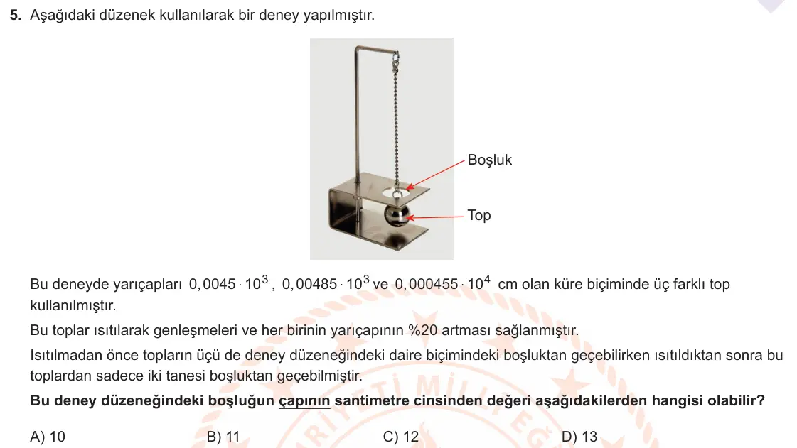LGS Örnek Soruları Ocak 2021 Sayısal Matematik 5. Soru görseli