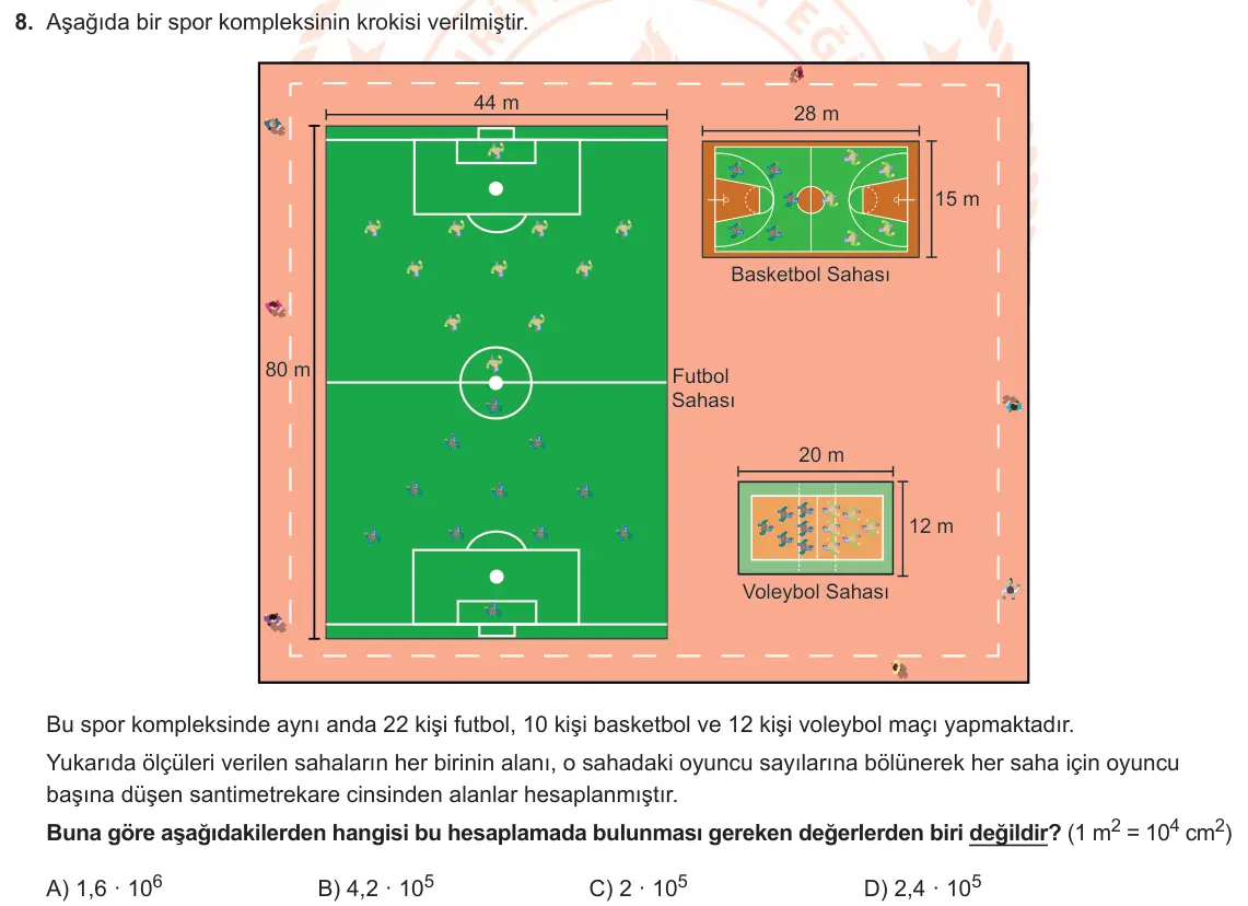 LGS Örnek Soruları Ocak 2021 Sayısal Matematik 8. Soru görseli