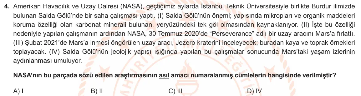 LGS Örnek Soruları Ocak 2021 Sözel Türkçe 4. Soru görseli