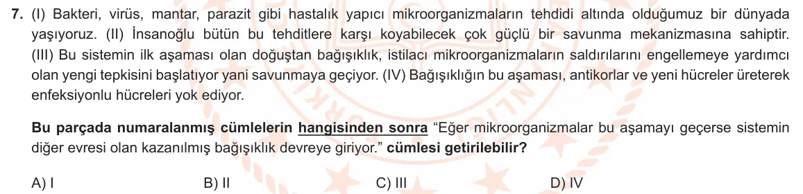 LGS Örnek Soruları Ocak 2021 Sözel Türkçe 7. Soru görseli