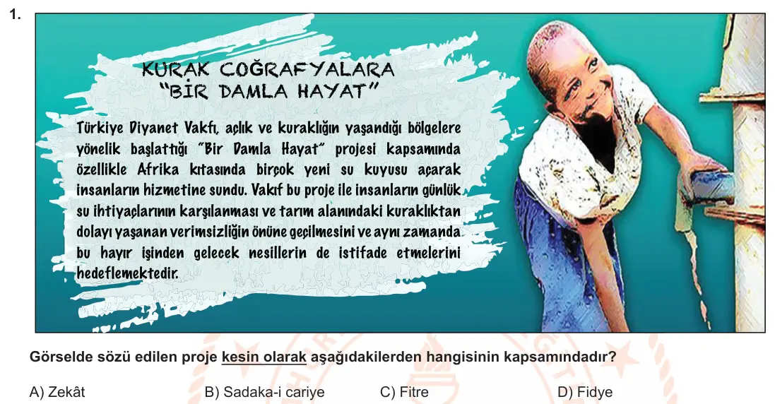 LGS Örnek Soruları Şubat 2021 Sözel Din Kültürü ve Ahlak Bilgisi 1. Soru görseli