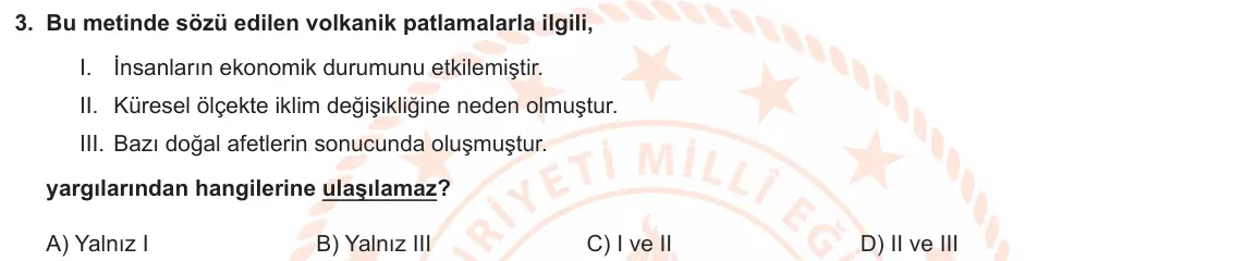 LGS Örnek Soruları Şubat 2021 Sözel Türkçe 3. Soru görseli