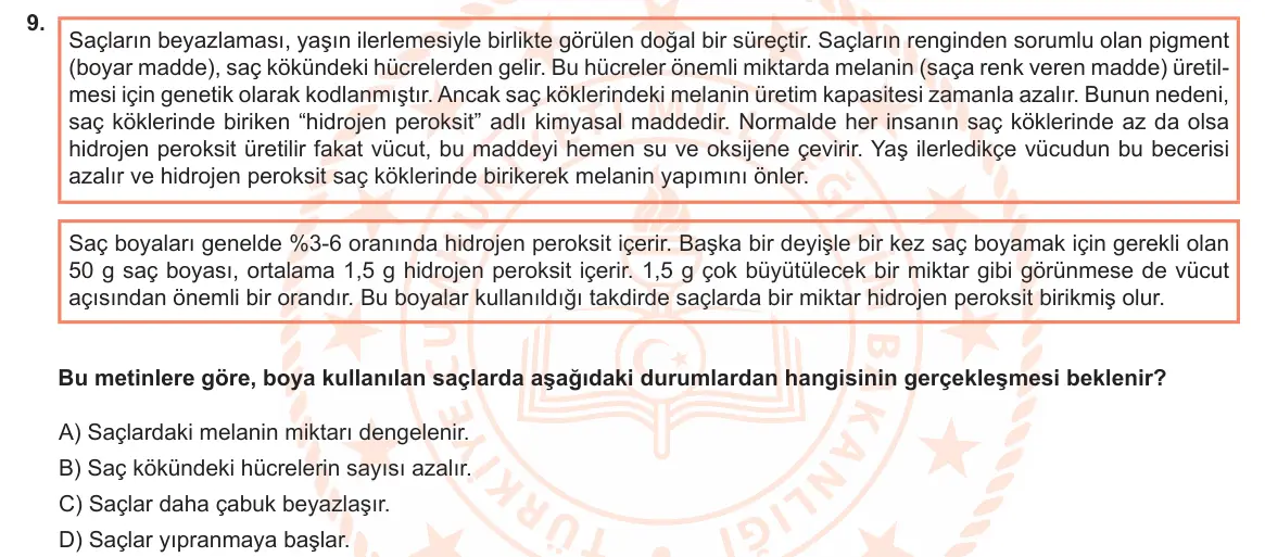 LGS Örnek Soruları Şubat 2021 Sözel Türkçe 9. Soru görseli