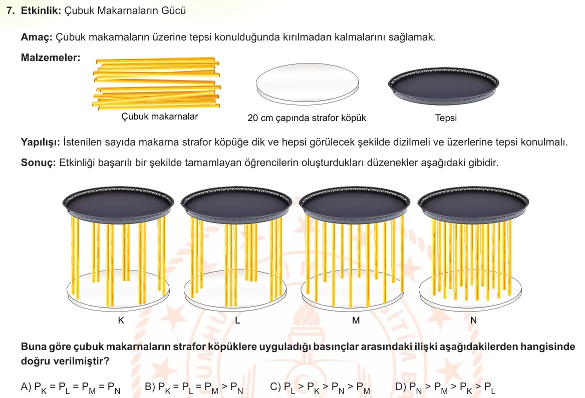 LGS Örnek Soruları Aralık 2021 Sayısal Fen Bilimleri 7. Soru görseli