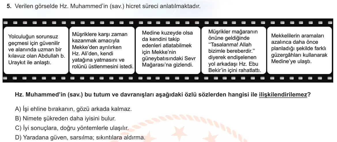 LGS Örnek Soruları Aralık 2021 Sözel Din Kültürü ve Ahlak Bilgisi 5. Soru görseli