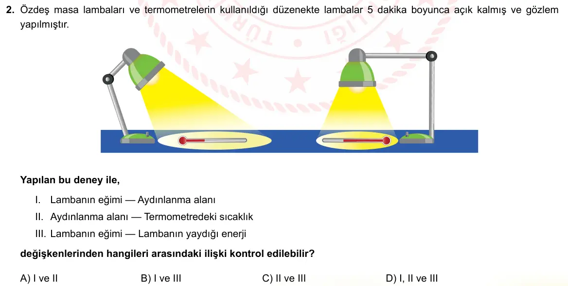 LGS Örnek Soruları Ekim 2021 Sayısal Fen Bilimleri 2. Soru görseli