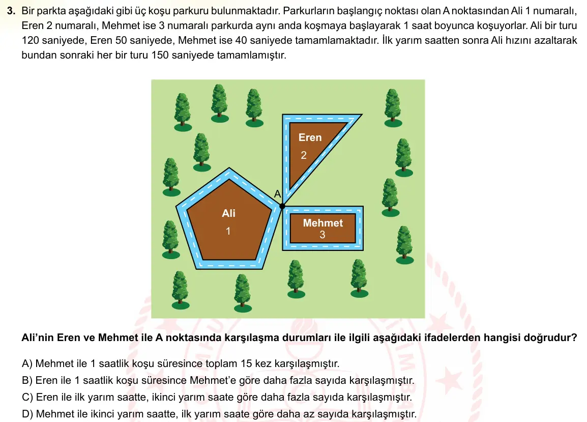LGS Örnek Soruları Ekim 2021 Sayısal Matematik 3. Soru görseli
