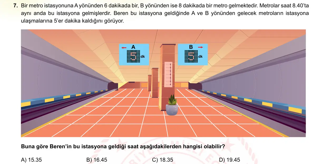 LGS Örnek Soruları Ekim 2021 Sayısal Matematik 7. Soru görseli
