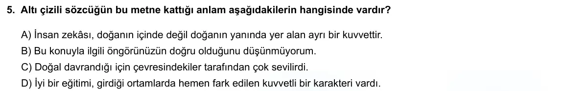 LGS Örnek Soruları Ekim 2021 Sözel Türkçe 5. Soru görseli