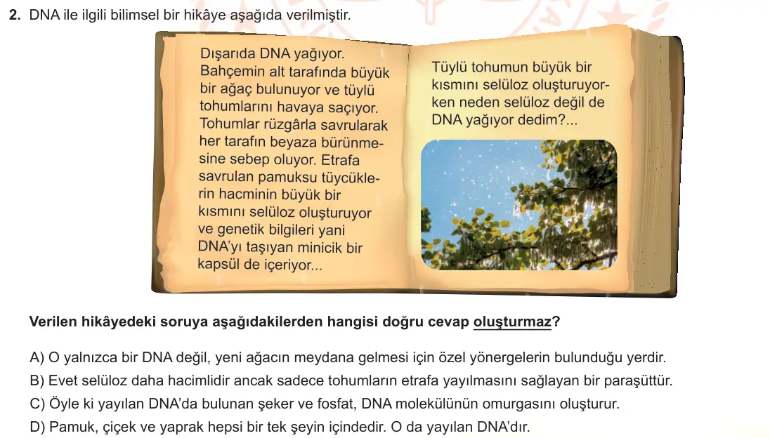 LGS Örnek Soruları Kasım 2021 Sayısal Fen Bilimleri 2. Soru görseli