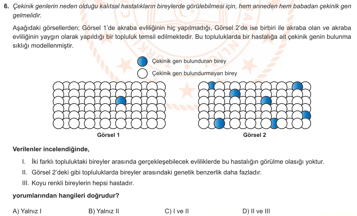 LGS Örnek Soruları Kasım 2021 Sayısal Fen Bilimleri 6. Soru görseli