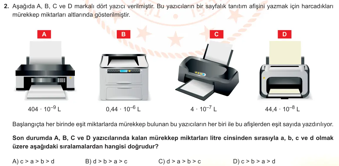 LGS Örnek Soruları Kasım 2021 Sayısal Matematik 2. Soru görseli
