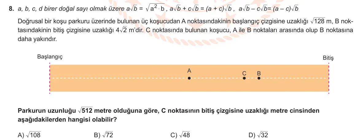 LGS Örnek Soruları Kasım 2021 Sayısal Matematik 8. Soru görseli