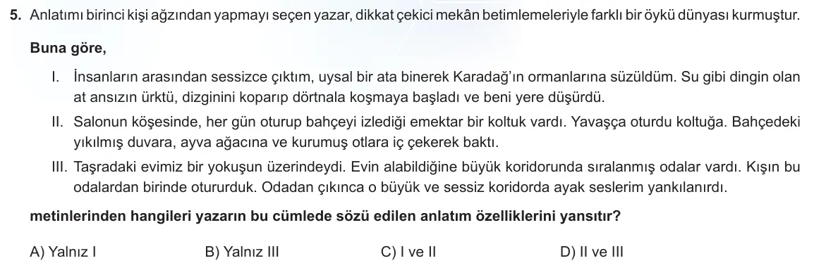 LGS Örnek Soruları Kasım 2021 Sözel Türkçe 5. Soru görseli