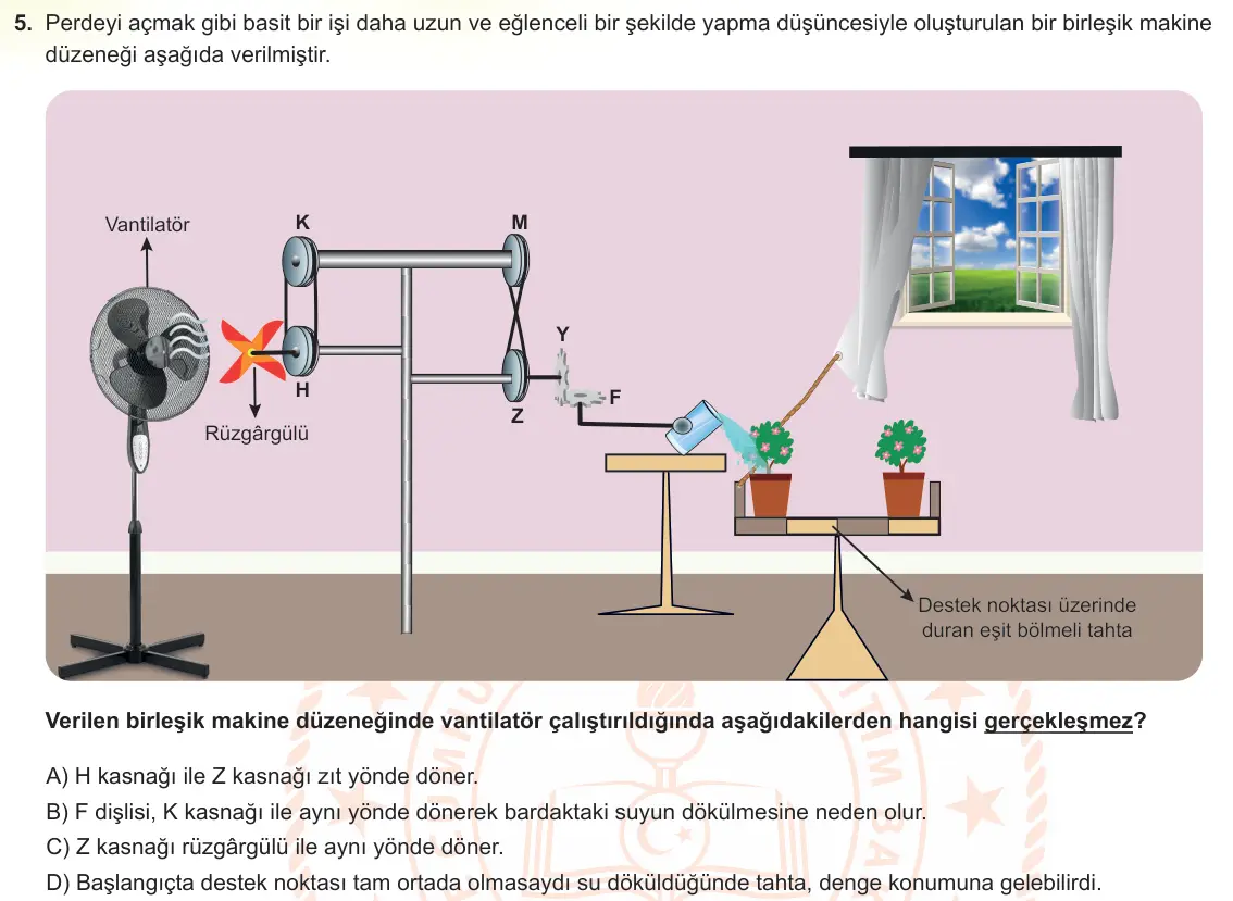 LGS Örnek Soruları Mart 2022 Sayısal Fen Bilimleri 5. Soru görseli